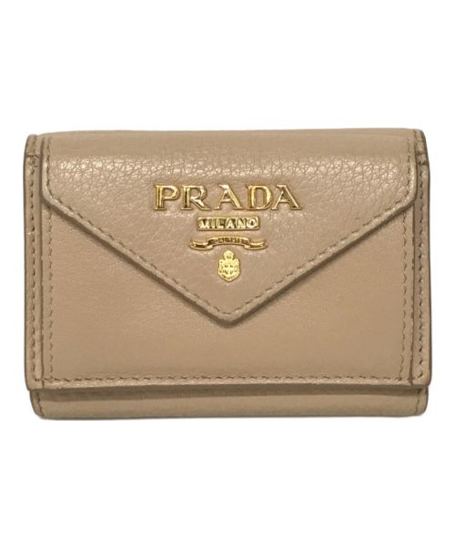 PRADA（プラダ）PRADA (プラダ) コンパクトウォレット ベージュの古着・服飾アイテム