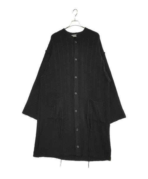 Yohji Yamamoto pour homme（ヨウジヤマモト プールオム）Yohji Yamamoto pour homme (ヨウジヤマモト プールオム) 3G STRIPE STRING LONG CARDIGAN ブラック サイズ:SIZE 3の古着・服飾アイテム