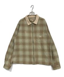 stussy（ステューシー）の古着「FRANK PLAID ZIP SHIRT」｜ベージュ