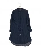 CINOHチノ）の古着「COTTON ORGANDIE NO COLLAR LONG SHIRT」｜ネイビー