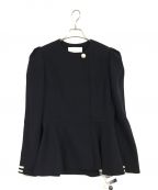 BORDERS at BALCONYボーダーズアットバルコニー）の古着「PEARL RUFFLED TWILL JACKET」｜ネイビー