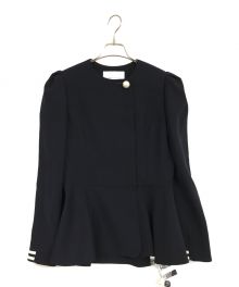 BORDERS at BALCONY（ボーダーズアットバルコニー）の古着「PEARL RUFFLED TWILL JACKET」｜ネイビー