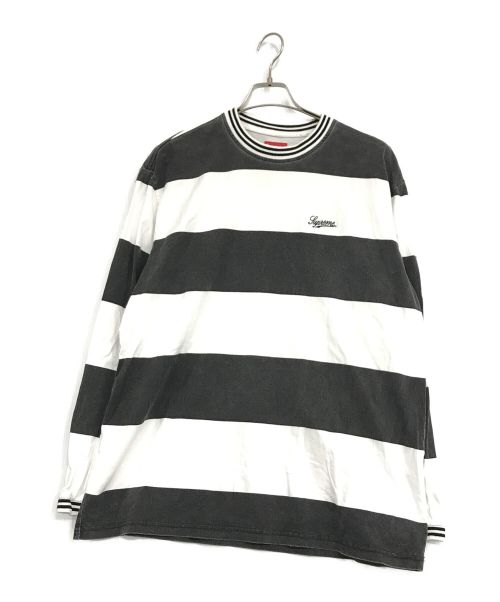 SUPREME（シュプリーム）SUPREME (シュプリーム) Printed Stripe L/S Top ブラック×ホワイト サイズ:Mの古着・服飾アイテム