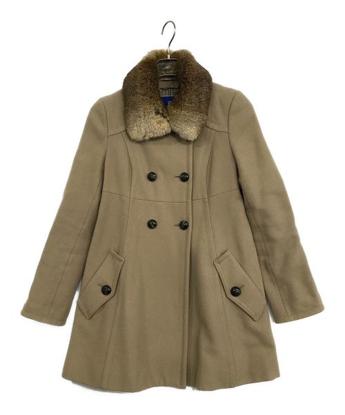 BURBERRY BLUE LABEL（バーバリーブルーレーベル）BURBERRY BLUE LABEL (バーバリーブルーレーベル) ファー付きウールコート カーキ サイズ:SIZE 38の古着・服飾アイテム