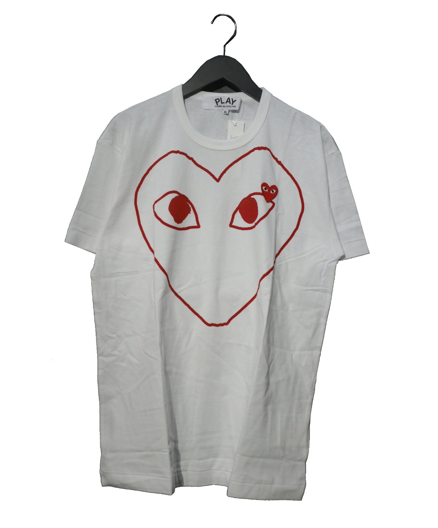 中古 古着通販 Play Comme Des Garcons プレイコムデギャルソン ハートtシャツ ホワイト サイズ Xl 未使用品 Az T100 051 1 8 Ad19 ブランド 古着通販 トレファク公式 Trefac Fashion