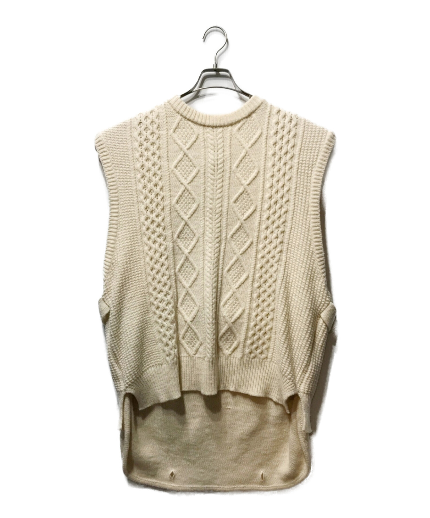 stein 21aw overlapped cable knit vest-