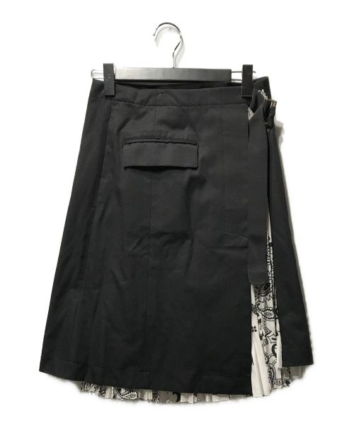 sacai（サカイ）sacai (サカイ) 切替 プリーツ ラップスカート ホワイト×ブラック サイズ:2の古着・服飾アイテム