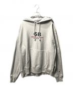 Champion REVERSE WEAVE×68&BROTHERSチャンピオン リバースウィーブ×68&ブラザーズ）の古着「Souvenir Hoodie 1st Logo プルオーバーパーカー 前面プリント コットン グレー」｜グレー