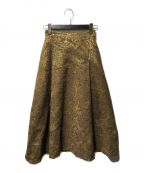 Ameri VINTAGEアメリヴィンテージ）の古着「DAMASK DIMENSIONAL SKIRT フレアスカート ジャガード織」｜ブラウン