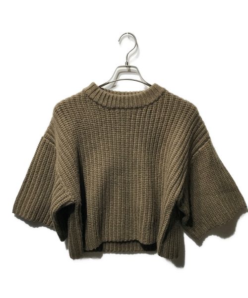 HYKE（ハイク）HYKE (ハイク) RIBBED CROP TOP ニット クルーネックニット  ブラウン サイズ:1の古着・服飾アイテム