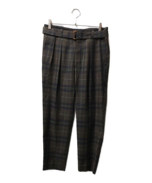 CULLNI（クルニ）CULLNI (クルニ) STUDIOUS (ステュディオス) jieda (ジエダ) TAPERED SLACKS CHECK ブラウン サイズ:Mの古着・服飾アイテム