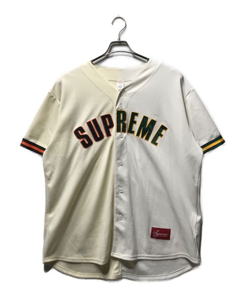 SUPREME（シュプリーム）SUPREME (シュプリーム) 21SS アーチロゴ 2トーンカラー ベースボール シャツ グリーン×ホワイト サイズ:XLの古着・服飾アイテム