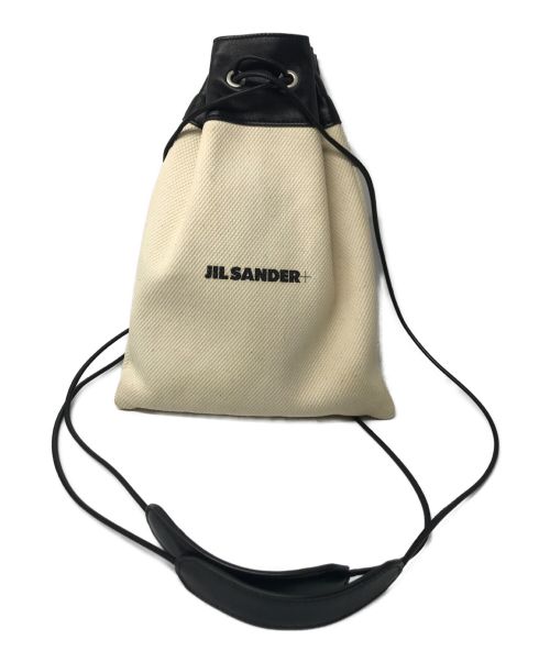 JIL SANDER+（ジルサンダープラス）JIL SANDER+ (ジルサンダープラス) 巾着ショルダーバッグ　キャンバス　22SS アイボリー×ブラックの古着・服飾アイテム