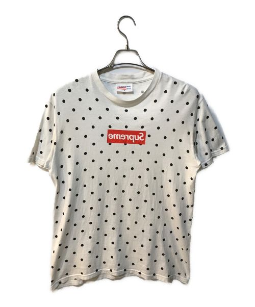 SUPREME（シュプリーム）SUPREME (シュプリーム) COMME des GARCONS SHIRT (コムデギャルソンシャツ) ドット柄ミラーボックスロゴTシャツ 12SS ホワイト サイズ:Mの古着・服飾アイテム