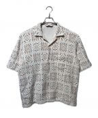 SASQUATCHfabrix.サスクワッチファブリックス）の古着「KNIT LACE OPEN COLLAR H/S SHIRT 22SS-SY5-004 22ss」｜ブラウン×ホワイト