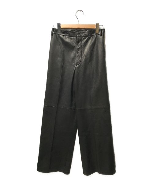 edition（エディション）edition (エディション) EURO GOAT LEATHER SLACKS 34-04-24-04001 ボトムス ワイド パンツ  ブラック サイズ:36の古着・服飾アイテム