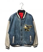 LEVI'S×FELiXリーバイス×フィリックス）の古着「FELIX THE CAT RV LETTERMAN JACKET PC9-A1243-0000 リバーシブル」｜ブルー