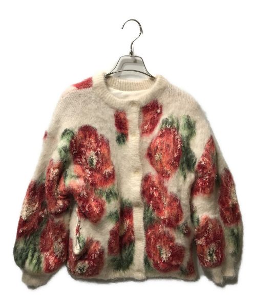 Ameri（アメリ）Ameri (アメリ) VERONICAJACQUARDKNIT CARDIGAN 01320170880 レッド×アイボリー サイズ:Fの古着・服飾アイテム