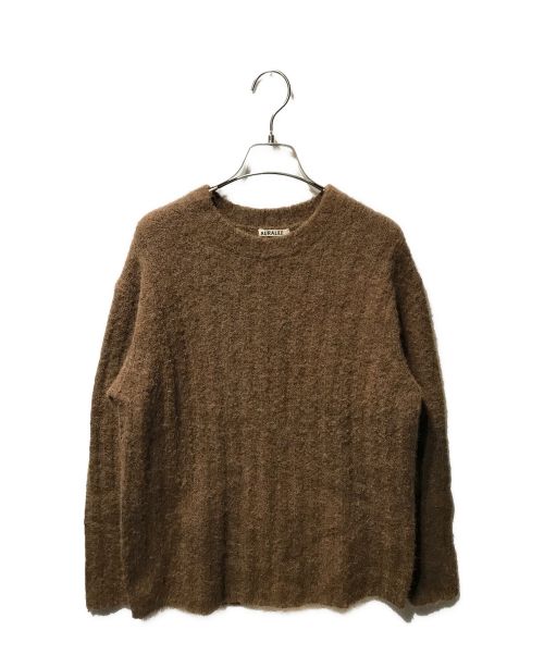 AURALEE（オーラリー）AURALEE (オーラリー) BABY ALPACA WOOL WIDE RIB KNIT ベイビー アルパカ ウール ワイドリブ クルーネック ニット ブラウン サイズ:1の古着・服飾アイテム