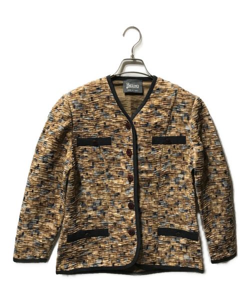 HERNO（ヘルノ）HERNO (ヘルノ) 総柄ジャケット ベージュ サイズ:42の古着・服飾アイテム