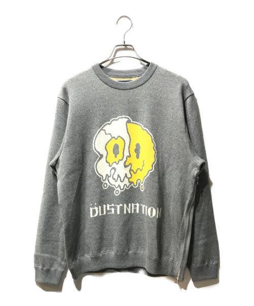 DUSTNATION（ダストネーション）DUSTNATION (ダストネーション) スマイルマークサイドジップニット  グレー サイズ:Lの古着・服飾アイテム