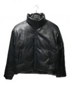 MR ENJOY DA MONEYミスターエンジョイダマネー）の古着「MEDM Logo Leather Puffer Jacket」｜ブラック