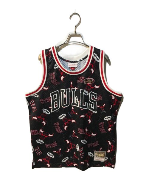 MITCHELL & NESS（ミッチェルアンドネス）MITCHELL & NESS (ミッチェルアンドネス) ゲームシャツ NBA シカゴブルズ MSP0BW19081-CBU ブラック×レッド サイズ:Lの古着・服飾アイテム