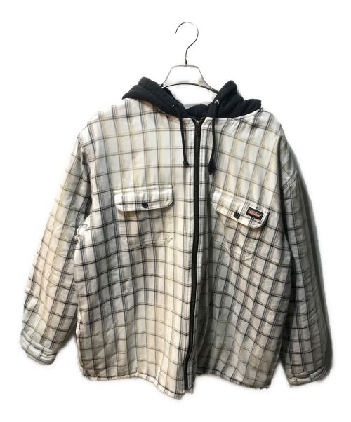 SUPREME（シュプリーム）SUPREME (シュプリーム) Dickies (ディッキーズ) Plaid Hooded Zip Up Shirt ホワイト サイズ:XLの古着・服飾アイテム