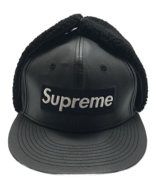 SUPREME（シュプリーム）SUPREME (シュプリーム) New Era (ニューエラ) Leather Earflap Box Logo New Era Cap ブラックの古着・服飾アイテム