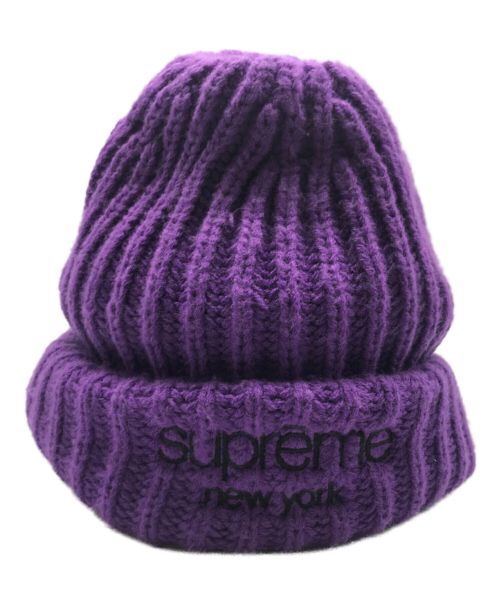 SUPREME（シュプリーム）SUPREME (シュプリーム) Classic Logo Chunky Ribbed Beanie パープル サイズ:58ｃｍの古着・服飾アイテム