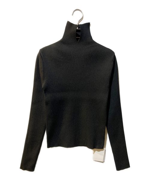 CLANE（クラネ）CLANE (クラネ) SLIT COLLAR RIB KNIT TOPS 15106-2372 ブラック サイズ:1 未使用品の古着・服飾アイテム