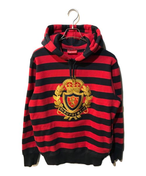 SUPREME（シュプリーム）SUPREME (シュプリーム) Striped Pullover Hoodie　07ＡＷ ブラック×レッド サイズ:Ｌの古着・服飾アイテム