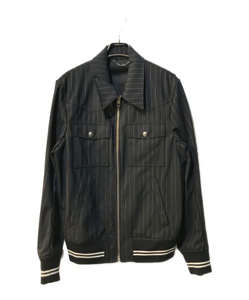 DIESEL Black Gold（ディーゼル ブラック ゴールド）DIESEL Black Gold (ディーゼル ブラック ゴールド) ストライプブルゾン ブラック サイズ:48の古着・服飾アイテム