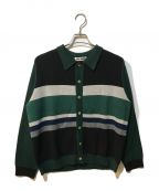 TTT MSWティー）の古着「Border Knit Cardigan」｜ブラック×グリーン