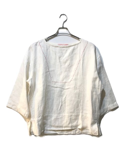 TOWAVASE（トワヴァーズ）TOWAVASE (トワヴァーズ) リネンステッチカットソー ホワイト サイズ:Fの古着・服飾アイテム