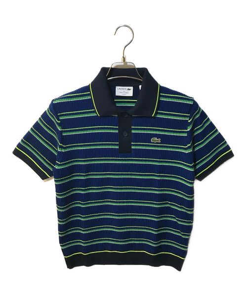 LACOSTE（ラコステ）LACOSTE (ラコステ) ボーダーリブニットポロシャツ ブルー サイズ:Sの古着・服飾アイテム