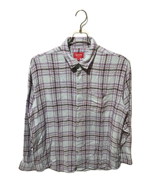 SUPREME（シュプリーム）SUPREME (シュプリーム) BASKET WEAVE PLAID SHIRT パープル サイズ:Lの古着・服飾アイテム