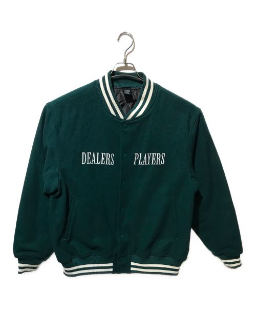 DEALERS PLAYERS（ディーラーズプレイヤーズ）DEALERS PLAYERS (ディーラーズプレイヤーズ) Embroidered OG Stadium Jacket グリーン サイズ:Lの古着・服飾アイテム