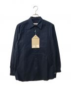 FRANK LEDER×nestrobe confectフランクリーダー×ネストローブ コンフェクト）の古着「VINTAGE BEDSHEET OLD STYLE SHIRT」｜ネイビー