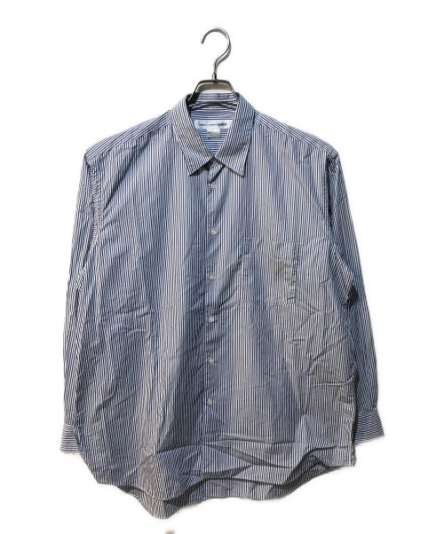 COMME des GARCONS SHIRT（コムデギャルソンシャツ）COMME des GARCONS SHIRT (コムデギャルソンシャツ) FOREVER WIDE CLASSIC コットンポプリンストライプレギュラーカラーシャツ ブルー サイズ:Lの古着・服飾アイテム