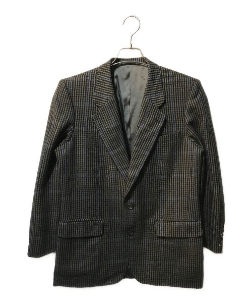 Christian Dior MONSIEUR（クリスチャンディオールムッシュ）Christian Dior MONSIEUR (クリスチャンディオールムッシュ) カシミヤグレンチェック2Bジャケット ブラック×ブルー サイズ:93-80-170の古着・服飾アイテム