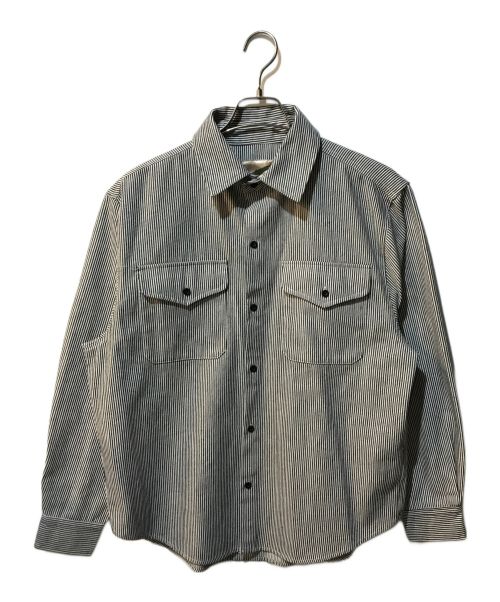 B.BALLSY（ボールジーブラザーズ）B.BALLSY (ボールジーブラザーズ) Pinstripe Loose Spring Military Shirts グレー サイズ:Mの古着・服飾アイテム