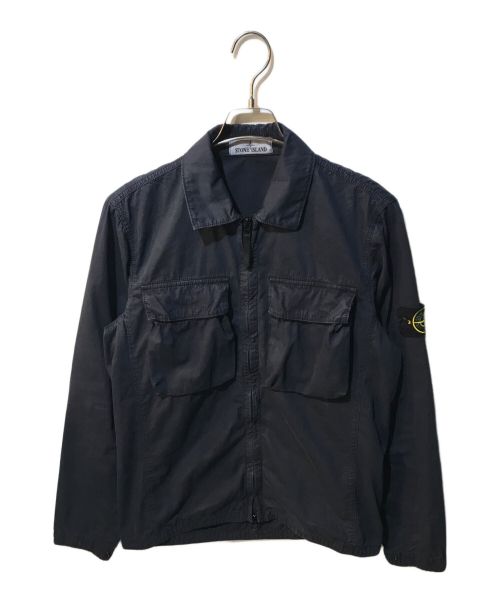 STONE ISLAND（ストーンアイランド）STONE ISLAND (ストーンアイランド) オールドトリートメントコットンジップシャツブルゾン ネイビー サイズ:Sの古着・服飾アイテム