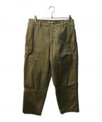 AURALEEオーラリー）の古着「WASHED FINX BUGGY SATIN WIDE PANTS」｜ベージュ