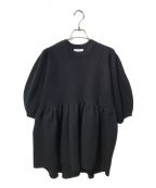 CLANEクラネ）の古着「BALLOON SLEEVE GATHER KNIT TOPS」｜ネイビー