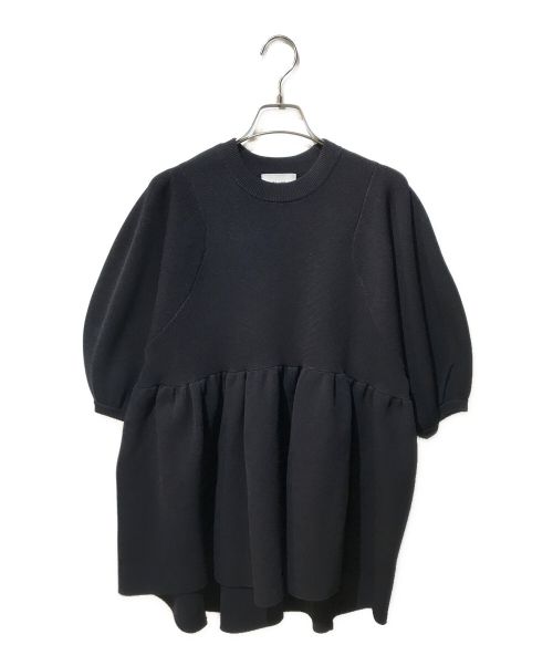 CLANE（クラネ）CLANE (クラネ) BALLOON SLEEVE GATHER KNIT TOPS ネイビー サイズ:Freeの古着・服飾アイテム