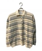 CLANEクラネ）の古着「MULTI BORDER KNIT POLO TOP」｜ベージュ