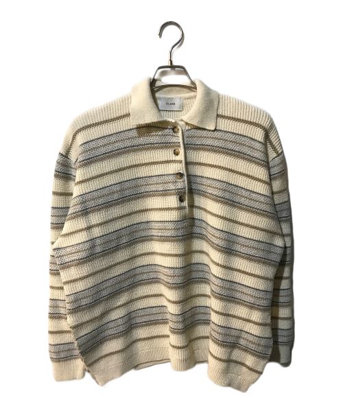 CLANE（クラネ）CLANE (クラネ) MULTI BORDER KNIT POLO TOP ベージュ サイズ:２の古着・服飾アイテム