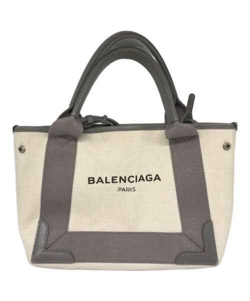 BALENCIAGA（バレンシアガ）BALENCIAGA (バレンシアガ) ネイビーカバスXS  2wayハンドバッグ ホワイト×グレーの古着・服飾アイテム