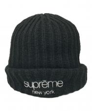 SUPREME (シュプリーム) Classic Logo Chunky Ribbed Beanie ブラック サイズ:one size